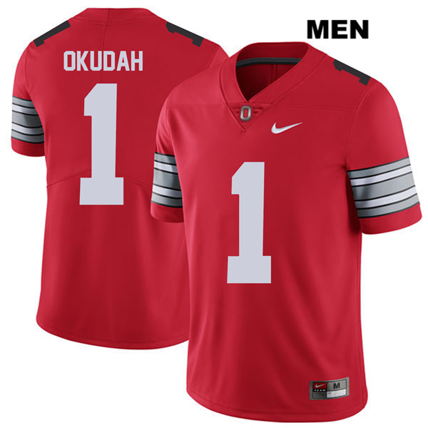 Ohio State Buckeyes Men's Jeffrey Okudah #1 Red Authentic Nike 2018 Spring Game College NCAA Stitched Football Jersey YG19K36BY